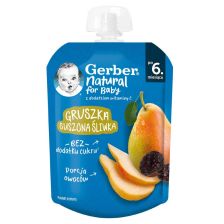 Пюре от круша и сушени сливи Nestlе Gerber - Пауч 6+ месеца, 80 g