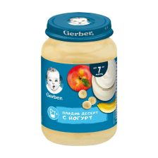 Бебешко пюре Gerber Плодов десерт с йогурт, 6+м,190 g