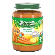 Зеленчуково пюре Bebelan Puree - Моркови с картофи 4+м, 190г