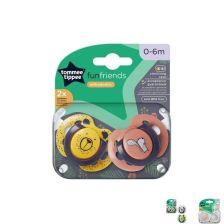 Ортодонтични залъгалки Tommee Tippee FUN FRIENDS със силиконов беберон 0 до 6м.