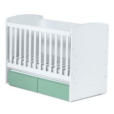 Бебешка кошара BAMBI с подвижна решетка Тони 60/120 Бял+Мента