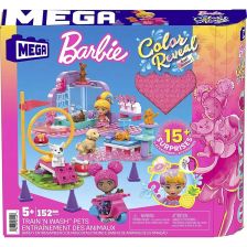 Конструктор Mattel Mega Construx Barbie Train and Wash Pets с 15 аксесоара, 152 части