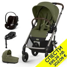 Бебешка количка 4 в 1 Cybex Balios S Lux New + кош Cot S Lux + адаптери + стол за кола Cloud G i-size Plus + База за стол, Moss Green