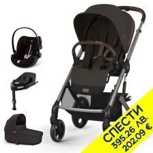 Бебешка количка 4 в 1 Cybex Balios S Lux New + кош Cot S Lux + адаптери + стол за кола Cloud G i-size Plus + База за стол, Chocolate Brown