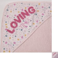 Бебешка хавлия с качулка Bebetto Loving Time, 80х80 см., H453