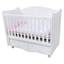 Бебешка кошара Azaria Ася 60/120 с люлка и подвижна решетка, Бял