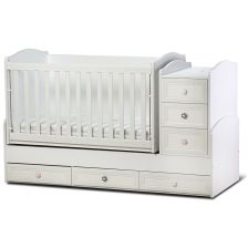 Трансформираща бебешка кошара Dizain Baby Елена 70/180 подвижна решетка Бял
