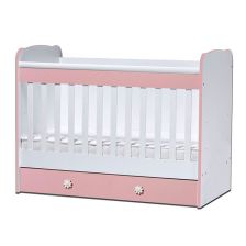 Бебешка кошара Dizain Baby Калина 60/120 стационарна решетка Бял/Розов