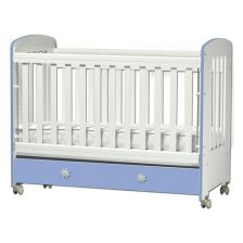 Бебешка кошара Dizain Baby Клео 60/120 подвижна решетка Бял/Син
