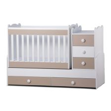 Трансформираща бебешка кошара Dizain Baby Лейди 65/160 люлка Бял/Капучино