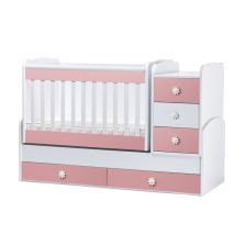 Трансформираща бебешка кошара Dizain Baby Лейди 65/160 люлка Бял/Розов