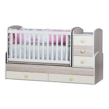 Трансформираща бебешка кошара Dizain Baby Ниа 65/160 подвижна решетка Астра/Крем