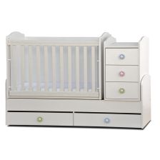 Трансформираща бебешка кошара Dizain Baby Ниа 65/160 подвижна решетка Бял