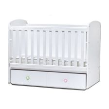 Бебешка кошара Dizain Baby Тони 70/140 с подвижна решетка и 2 чекмеджета Бял