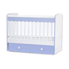 Бебешка кошара Dizain Baby Тони 60/120 стационарна решетка и 2 чекмеджета Бял/Син