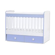 Бебешка кошара Dizain Baby Тони 70/140 стационарна решетка и 2 чекмеджета Бял/Син