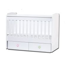 Бебешка кошара Dizain Baby Тони 60/120 стационарна решетка и 2 чекмеджета Бял