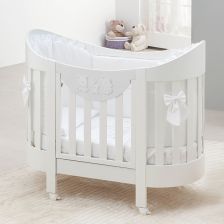 Бебешка кошара Italbaby HAPPY FAMILY Lunetta Бял, с матрак и спален комплект