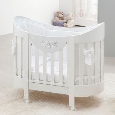 Бебешка кошара Italbaby MAGNIFIQUE ROMANTIC Lunetta Бял, с матрак и спален комплект