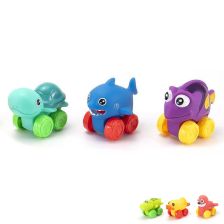 Бебешки играчки за бутане Raya Toys Коли животни, 3 броя