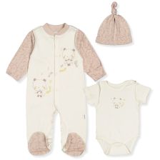 Бебешки комплект Bebetto Bamboo, Бежов, 3 ч. 0-6м., Z1009