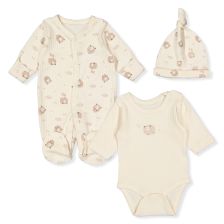 Бебешки комплект Bebetto Organic little lamb, Екрю, 3 ч. 0-6м., Z1028