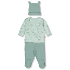 Бебешки комплект Bebetto Sleepy Cat, Зелен, 3 ч., 0-3м., Z993