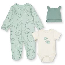 Бебешки комплект Bebetto Sleepy Cat, Зелен, 3 ч., 0-6м., Z992