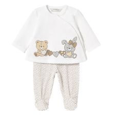 Бебешки комплект Mayoral, блузка с щампа и ританки, 0-4 м., 1588