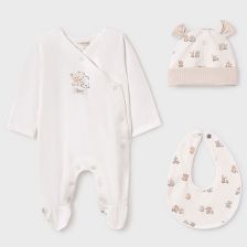 Бебешки комплект Mayoral Гащеризон, лигавник и шапка, 3 части, 0-4 м., 9907