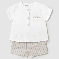 Бебешки комплект Mayoral Риза и къси панталони, бежов, 2-24 м., 1211