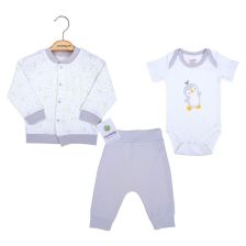 Бебешки комплект Сiccim Baby Пингвин, сив, 3 части, 0-9м. U4619