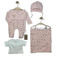 Бебешки комплект за изписване Ciсcim Baby FLOWER GARDEN, Розов, 4 части, 0-1м., U5138