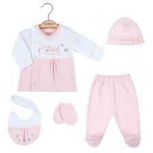 Бебешки комплект за изписване Ciсcim Baby Розов заек, 5 части, 0-3м., U4737