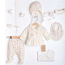 Бебешки комплект за изписване Ciсcim Baby Цветя, екрю, 5 части, 0-3м., U4906