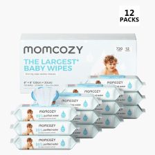 Бебешки мокри кърпи Momcozy 99% вода, 12 пакета х 60 бр.