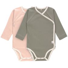 Бебешко боди Lassig Cozy Colors, Powder Pink Olive, с дълъг ръкав, 2 бр., 0-2 месеца