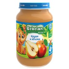 Бебешко пюре Bebelan Puree Круши и ябълки 4+м. 190гр.