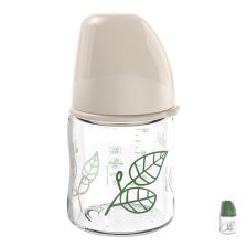 Бебешко шише за хранене стъклено NIP Cherry Green Flow S, 120 мл, 0 месеца +