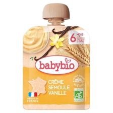 Био млечен крем Babybio Грис и ванилия, 6 м+, 85гр.