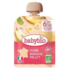 Био плодов мус Babybio Круша, банан и просо 90гр 6м+