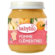 Био плодово пюре Babybio ябълка и клементини 130гр. 6м.+