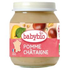 Био плодово пюре Babybio ябълки и кeстени 130гр. 6м.+