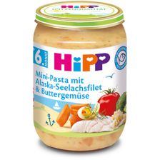 БИО пюре Hipp Рибно меню паста с филе от треска от Аляска и зеленчуци 190гр.