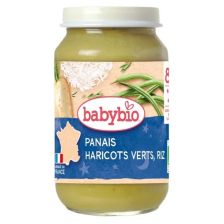 Био зеленчуково пюре Babybio Пащърнак, зелен фасул и ориз, 8 м+, 200гр
