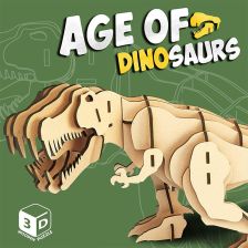Дървен 3D пъзел Raya Toys Age of Dinosaurs Тиранозавър Рекс, 50 ч.
