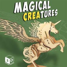 Дървен 3D пъзел Raya Toys Magical Creatures Еднорог, 44 ч.