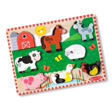 Дървен пъзел Melissa&Doug Селскостопански животни, 8 ч., 37235