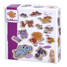 Дървен пъзел с животни Eichhorn, 16 ч.