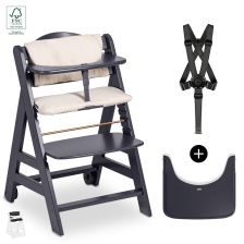 Дървен стол за хранене Hauck Beta+, с колелца и табла за хранене